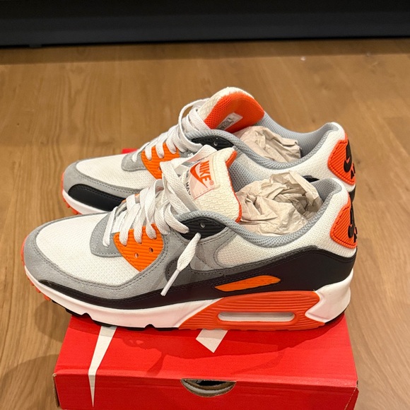 Nike Air Max 90 Sneakers - White, Gray, and Orange - Picture 2 of 3